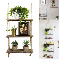 Wall Swing Storage Shelves Wood Hanging Shelf Jute Rope Organizer Rack Home DIY Decoration Room Decoration Decoracion Salon Casa