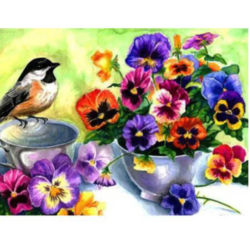 

5D DIY Diamond Painting Flower Full Drill Diamond Art Embroidery Cross Stitch Kit Cartoon Bird Mosaic Wall Decor Gift AS362