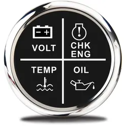52mm 4 LED Alarm Gauge Meter Volt/Oil Press/Water Temp/Check Engine Alarm Indicator Gauge fit Car Boat 12V 24V customized