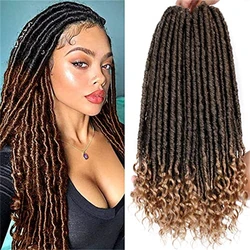 16-20 inch Goddess Faux Locs Crochet Hair Straight Goddess Locs with Curly Ends Synthetic Crochet Hair Braids for Black Women