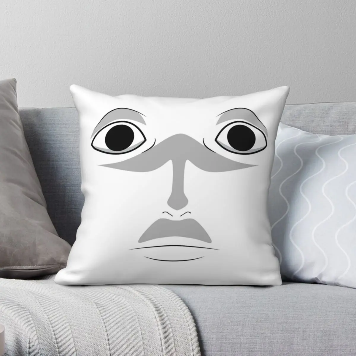 Yamato's Scary Face Square Pillowcase Polyester Linen Velvet Printed Zip Decor Throw Pillow Case Car Cushion Case