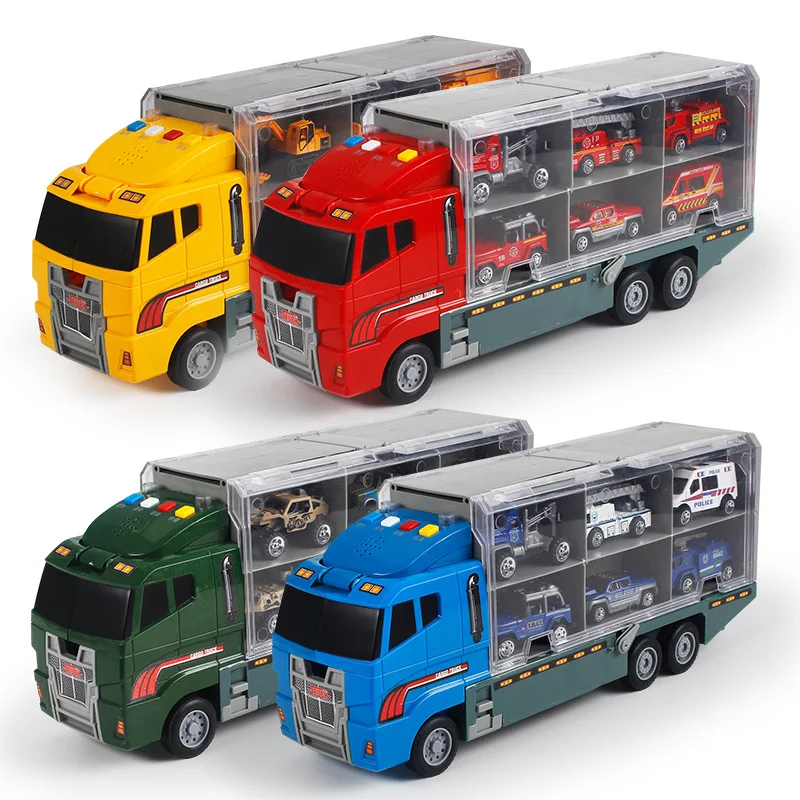 Big Construction Trucks Set Mini Alloy Diecast Car Model 1:64 Scale Toys Vehicles Carrier Truck Engineering Car Toys For Kids