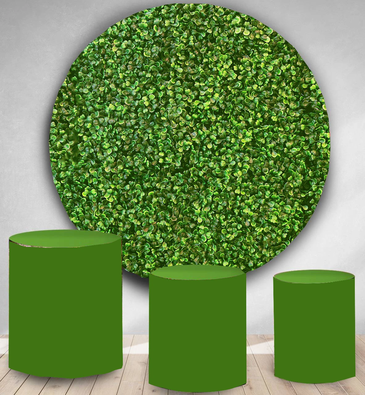 

Green leaves round panel backdrop circle background wedding birthday party decoration baby shower elastic polyester fabric YY196