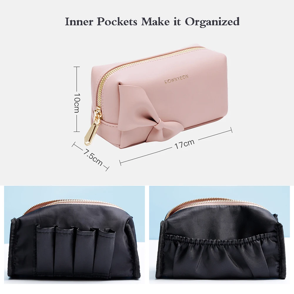 Rownyeon Small Makeup Bag Cosmetic Pouch Makup Pouch High Quality Cute Pink Portable Pouch Compact