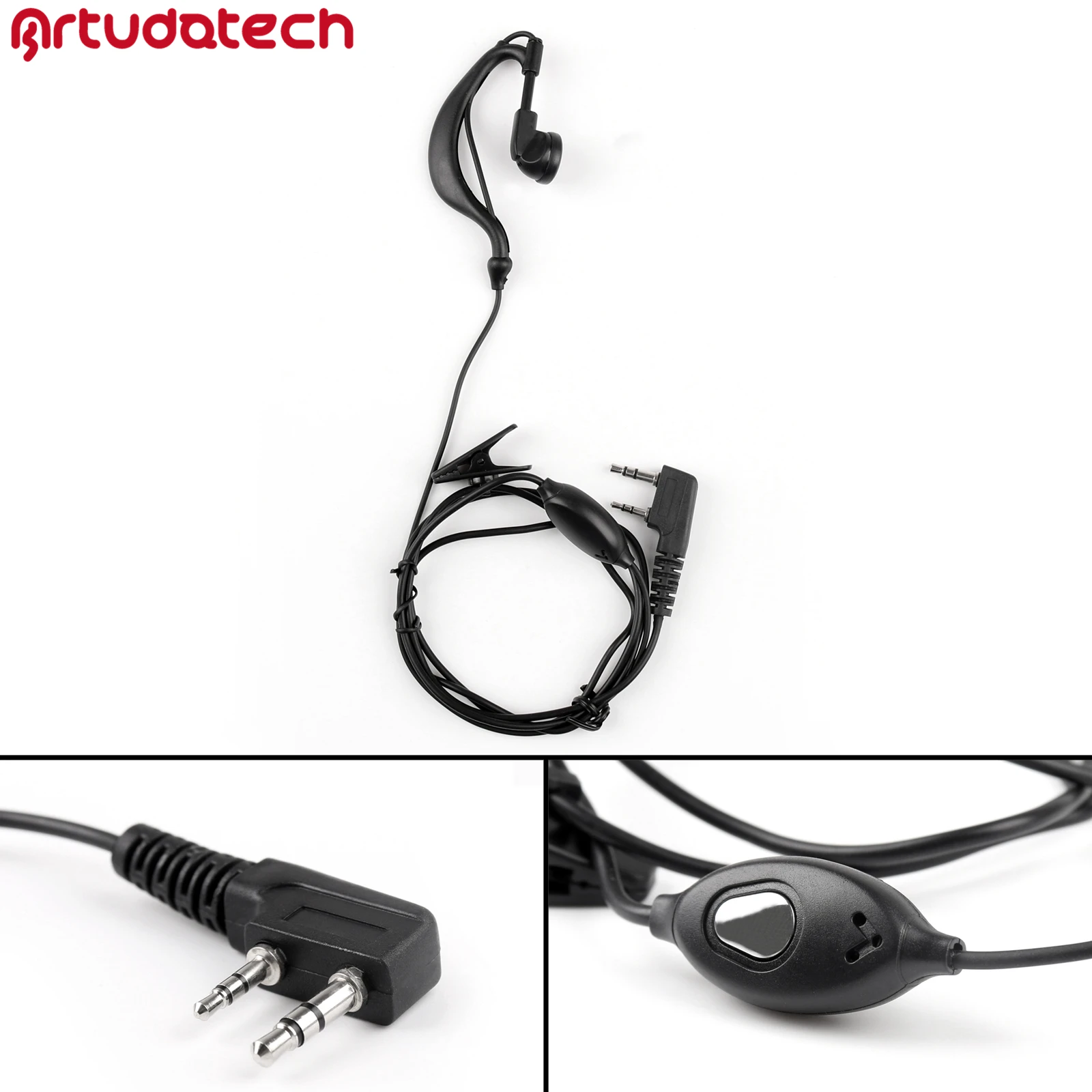 

Artudatech Headset Earpiece Earphone 2 Pin Mic For Baofeng Radio UV 5R BF 888s 8800 8900 Walkie Talkie