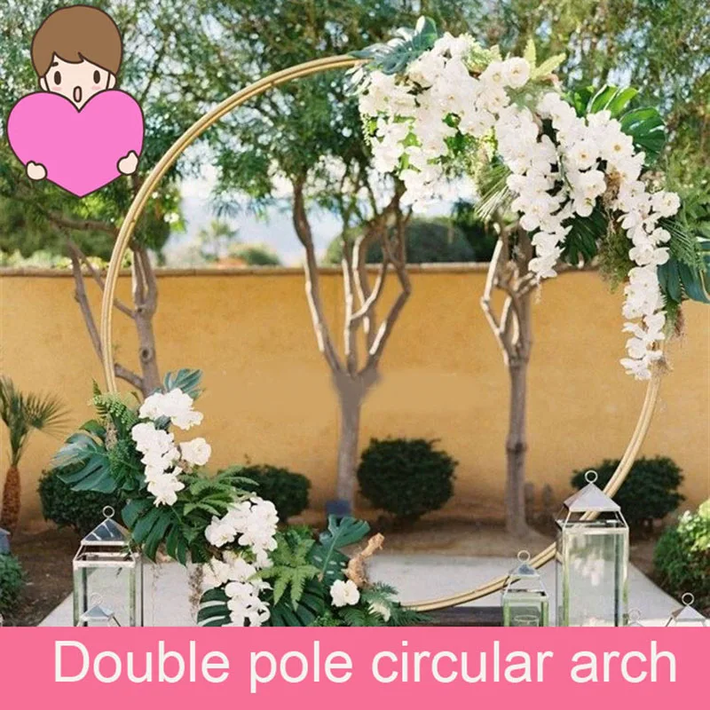 

Double Rod Round Arch Shelf Arch Shaped Circle, Wedding Decoration, Flower Door, Metal Wreath Circle