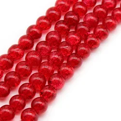 Natural Stone Red Cracked Quartz Beads For Jewelry Making DIY 8 10 12 mm Crystal Round Loose Beads Diy Bracelet Wholesale