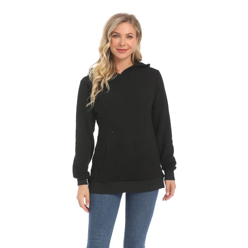 Sweat à capuche chaud pour femme enceinte, vêtements d'allaitement, sourire, fermeture éclair, ouverture d'alimentation, grande taille S à XXXL, nouveau, hiver