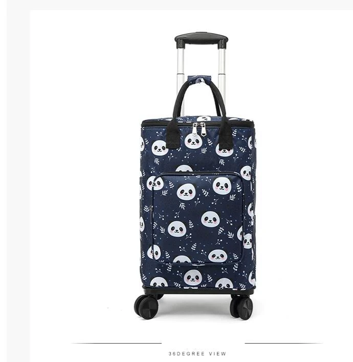 Portable Folding Grocery Shopping Bag With Wheels Travel Trolley Shopping Bag Picnic Insulation Shopping Bag Household Grocery