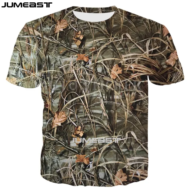 Jumeast Summer Oversized Men T-Shirt 3D Printed Reed Camouflage Hunting Harajuku Streetwear Women Short Sleeve Tees Fashion Tops