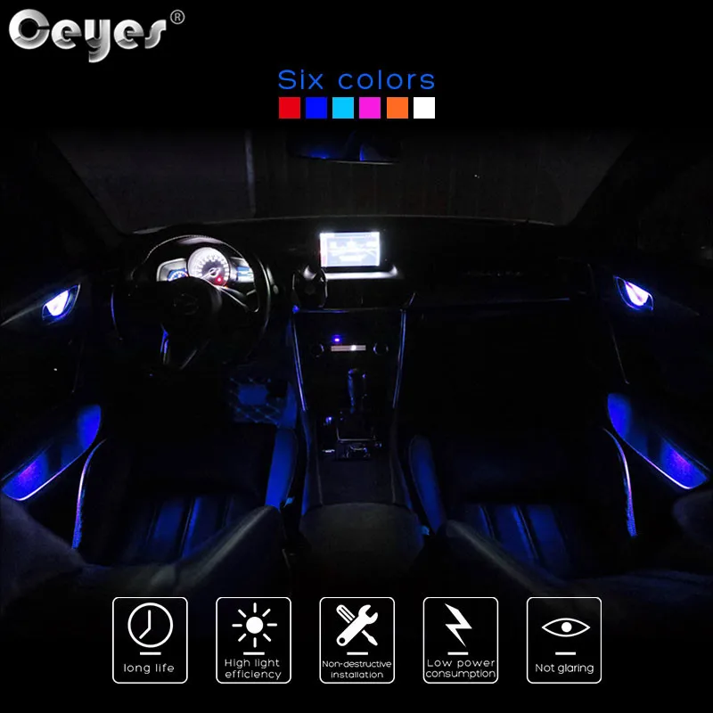 Mini Luz de decoración de cuenco de puerta de coche, lámpara de bienvenida de ambiente Interior automático, tira LED colorida de baja potencia, 12V, para BMW, Audi, todos los coches