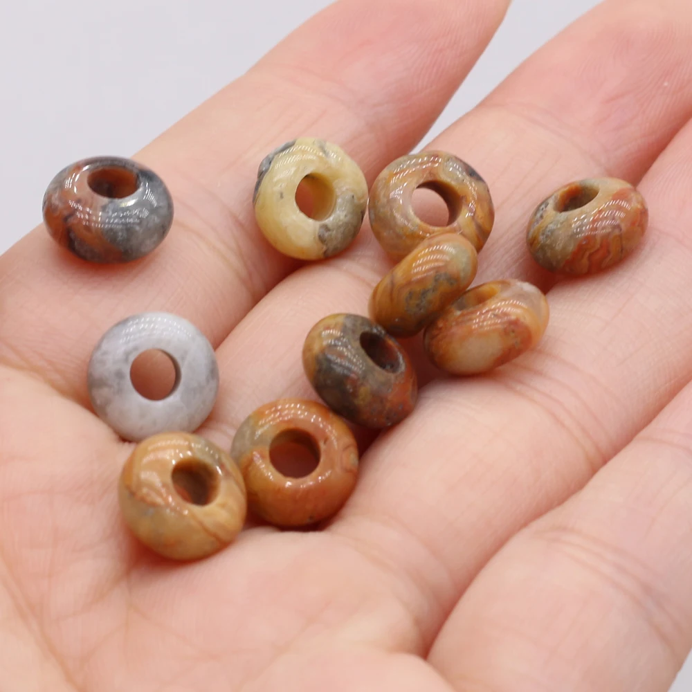 Großhandel 100 Stück Natursteinperlen, großes Loch, Abacus-Form, Agts-Steinperlen für die Herstellung von Schmuck, Halsketten, Loch 4 mm, Größe 5 x 10 mm – Detail 38