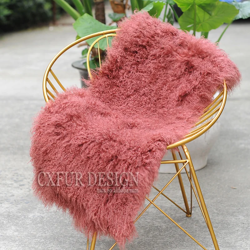 CX-D-24Y Great Quality Mongolian Lamb Fur Throw Blankets Real Fur Carpet