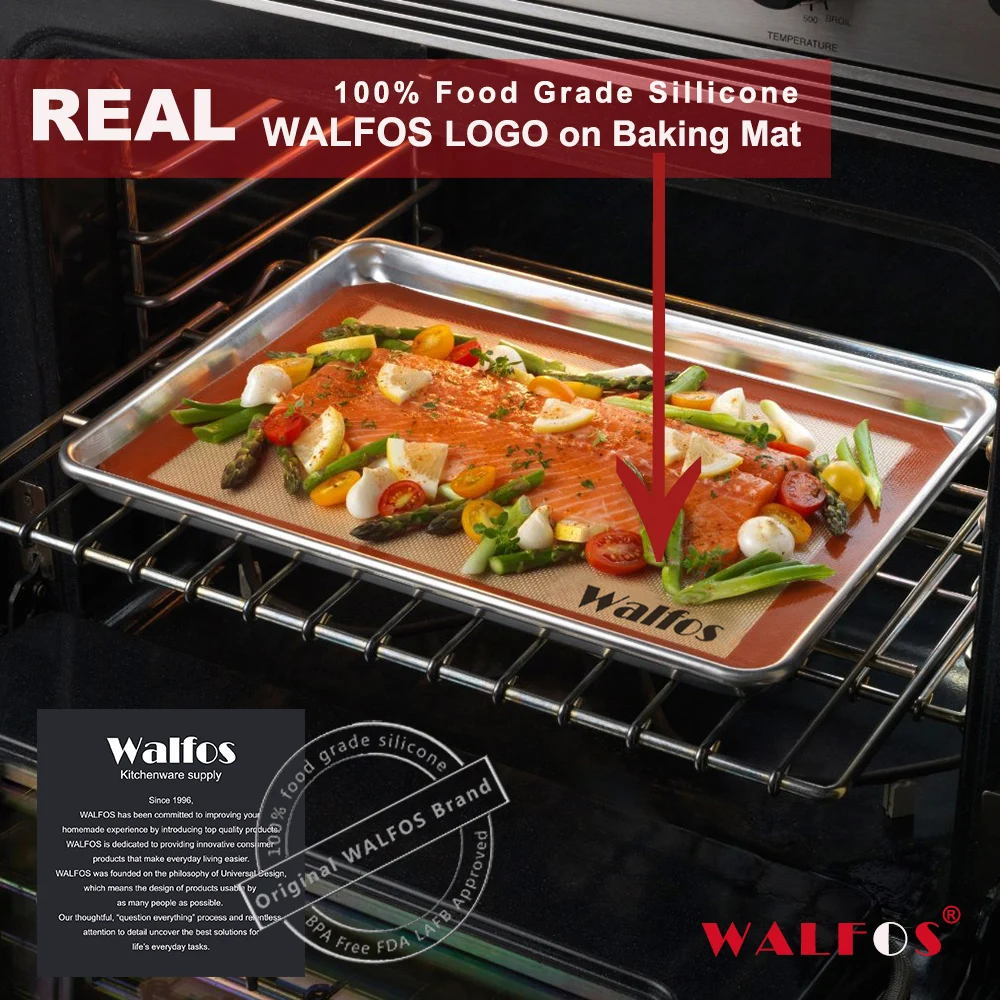 Walfos Non-Stick Silicone Baking Mat Pad Sheet Baking Pastry Tools Rolling Dough Mat Large Size For Cake Cookie Macaron