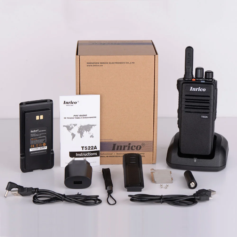 Inrico T522A Unlimited 4G Android Battery Detachable Walkie Talkie app Radio poc SOS GPS Bluetooth Wifi comelit intercom