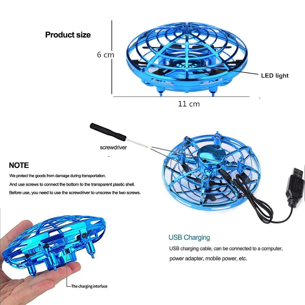 미니 헬리콥터 UFO RC 드론 적외선 손 센서 기체 전자 모델 쿼드콥터 어린이용, 플라이어볼, 작은 드론, 장난감