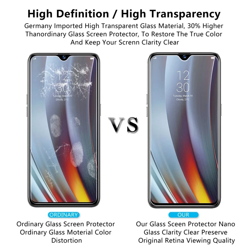 2 قطعة/الوحدة الزجاج المقسى ل realme xt حامي الشاشة ل oppo A5 A9 2020 رينو 2z realme 5 برو فيلم واقية
