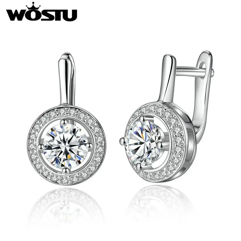 2019 High Quality AAA CZ Crystal White Gold Color Stud Earring for Wedding Romantic Luxury Jewelry XCNE106