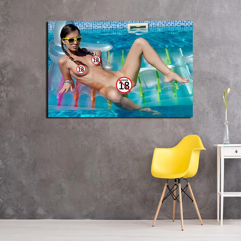 Decorative Paintings Girl in The Swimming Pool Photo Wall Art Posters and Prints Canvas Art For Room Decor