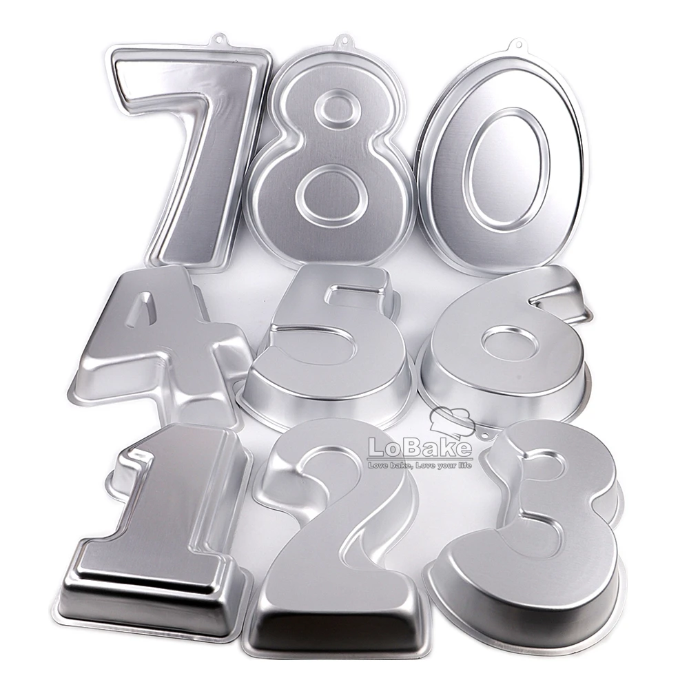 Big Size Figure Number 0-9 Shape Aluminium Metal Cake Tin Pan Birthday Cake Molds Bread Pan DIY Oven Baking Accessories