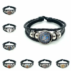 Holy Law Enforcement Archangel St Michael Leather Bracelet Protect Orthodox Dome Crystal Leather Bracelet Jewelry Gift