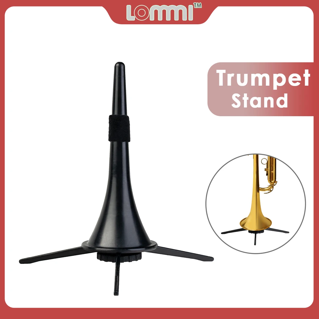 LOMMI Portable Compact Trumpet Stand Folding Tripod Trumpet Holder Detachable 3-Leg Metal Support For Trumpets Brass Instrument