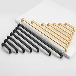 Tiradores minimalistas modernos para cajón de armario, pomos de puerta de aleación de aluminio, color oro rosa, color negro