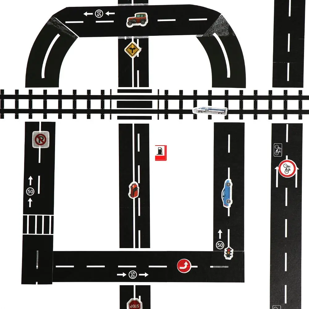 DIY Kids Learning Intelligence Route Mark Railway Road Tape Safety Education Traffic Sticker Study Road Signs Tool