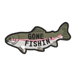 Freshwater Fish Patch Rainbow Gone Fishing Lake Life Iron On Badge Embroidered Patches Decorative Applique for Vest Jack