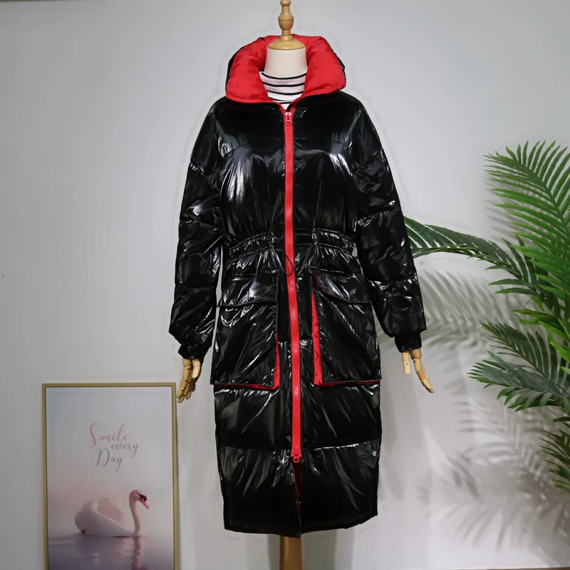 Glossy Winter Women Coat 2024 Womens Down Parka Casual Outwear Female Loose Long Down Parkas Winter Thick Jacket Coat Windproof