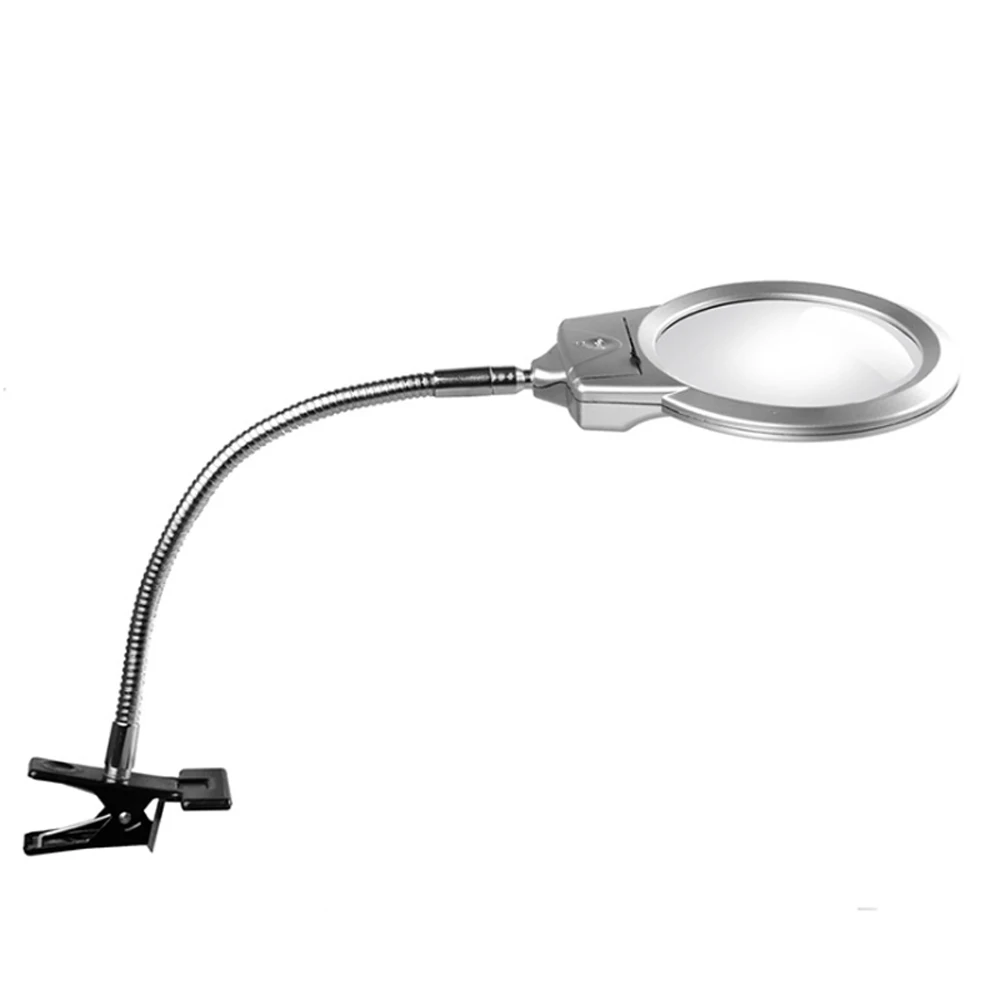 5X 10X 15X 20X Adjustable Magnifying Glass Desk Lamp Bright LED Lighted Magnifier with Clamp for Reading Painting Cross Stitch