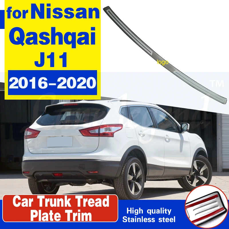 For Nissan Qashqai J11 Trunk Trim Car Stainless Steel Rear Bumper Protector Door Sill Cover Auto Sticker Styling Accessories