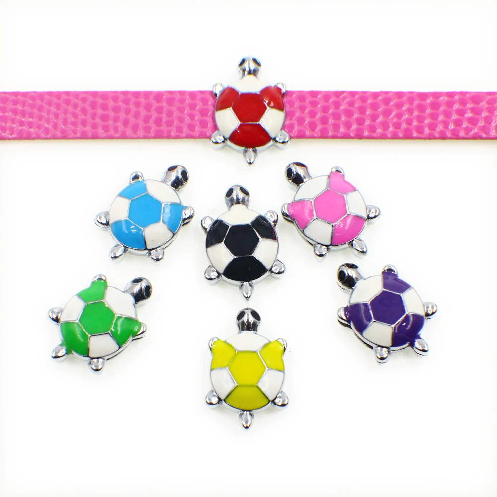 10Pcs/Lot 8mm Slide Charms For Bracelet Making Women Jewelry Turtle Horse Charms Pet Collar Wristband Keychain DIY Accessories