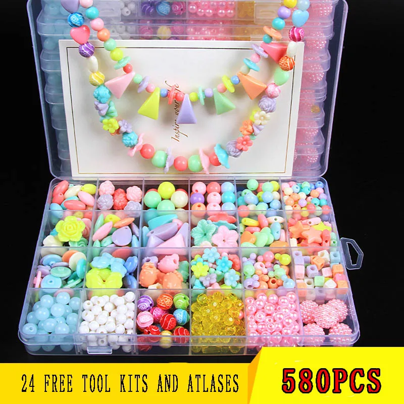 Kit for Make Bracelets Beads Toys for Children DIY 24 Grid Handmade Making Puzzles Beads for Girls Kit Girls Toys for 3 5 7 9 11