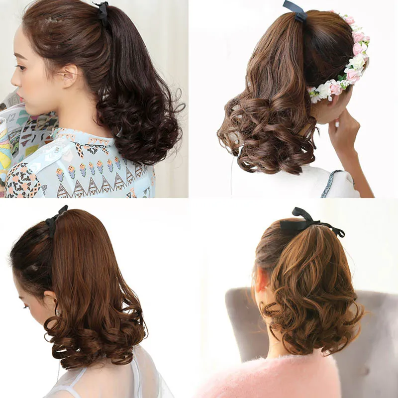 DIANQI short curly hair natural tail clip in synthetic heat resistant ponytail hair extensions hairpiece for women