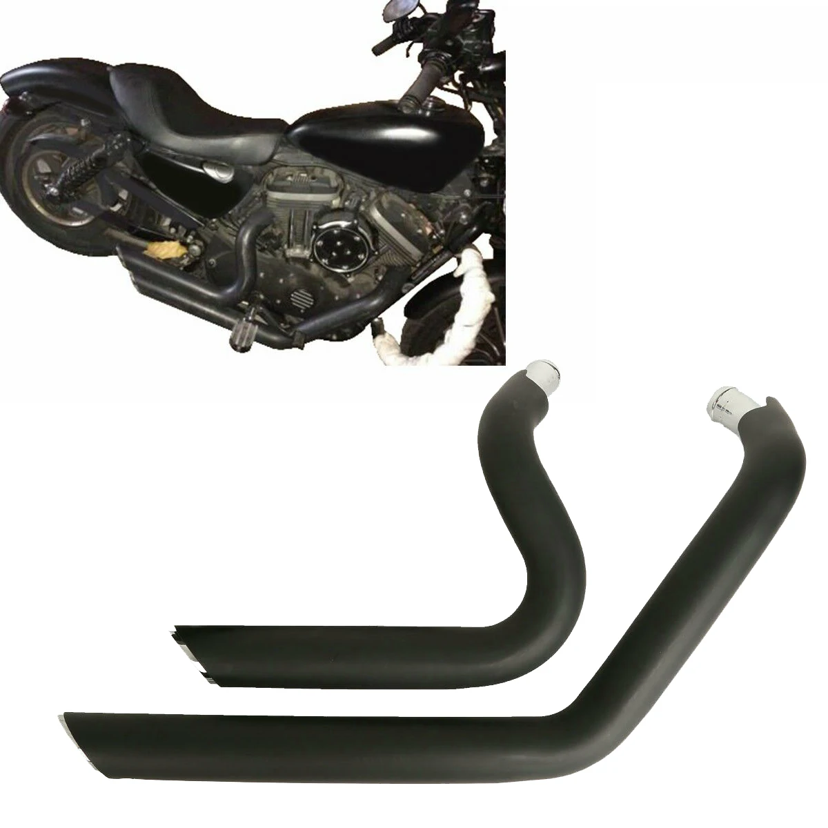 Motorcycle Heat Shield Staggered Short Shots Exhaust Drag Pipes For Harley Sportster XL 883 1200 2004-2013 2014-2020