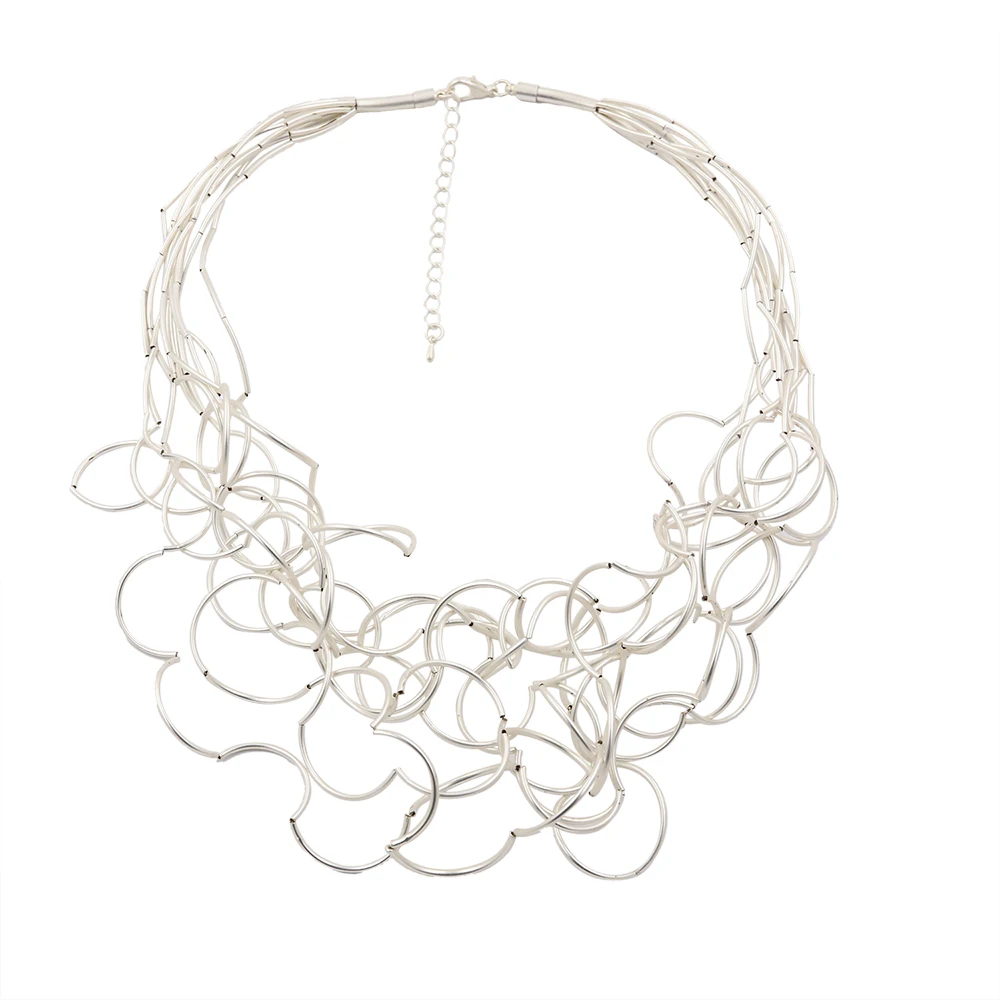 STRATHSPEY Mode Neue Lange Unregelmäßige Kupfer Rohr Halskette Für Frauen Aussage Chunky Multi Lay Schmuck – Detail 6