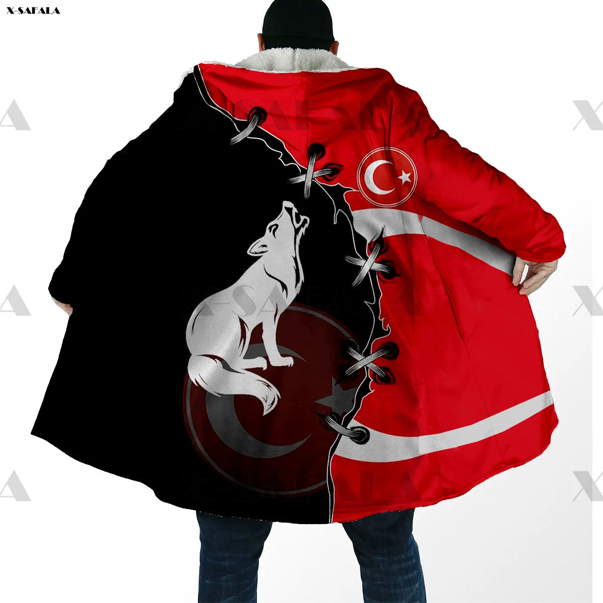 Turkey All Europe Country 3D Printed Hoodie Long Coat Hooded Cloak Thick Down Jacket Parkas Outerwear Cotton Pullovers Dunnes