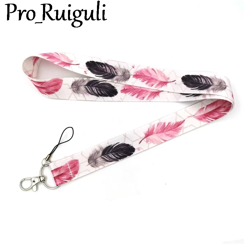 Leaves feathers Lanyard for Keys Phone Cool Neck Strap Lanyard for Camera Whistle ID Badge Cute webbings ribbons Gifts