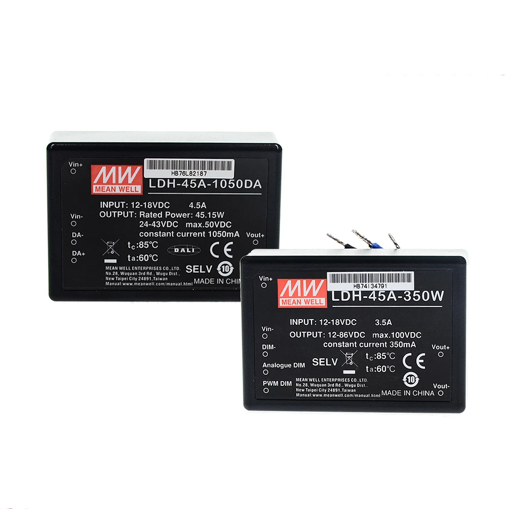 LDH-45A/45B-350 W/WDA/DA DCDC Step up constant current led driver 45w 350/500/700/1050mA DALI dimming meanwell driver