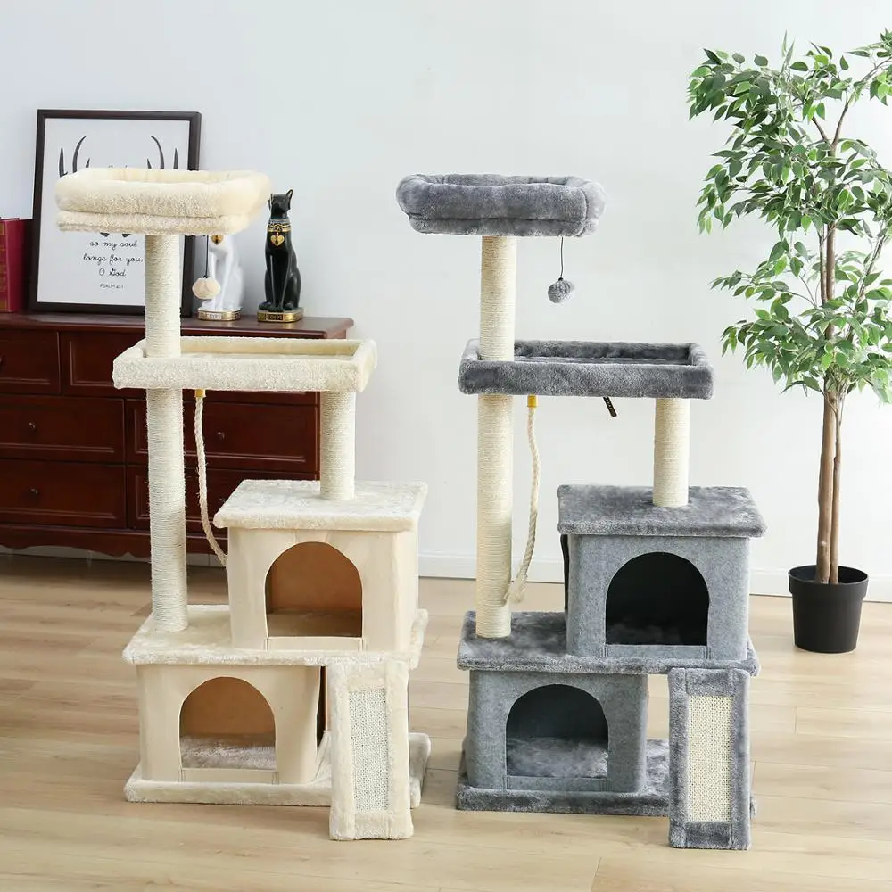 Imagem -05 - Casa Árvore para Gatos Arranhador de Madeira Casa para Gatos Ideal para Condomínio Postes para Arranhar e Brincar com Bola Gatos e Gatinhos Entrega Rápida