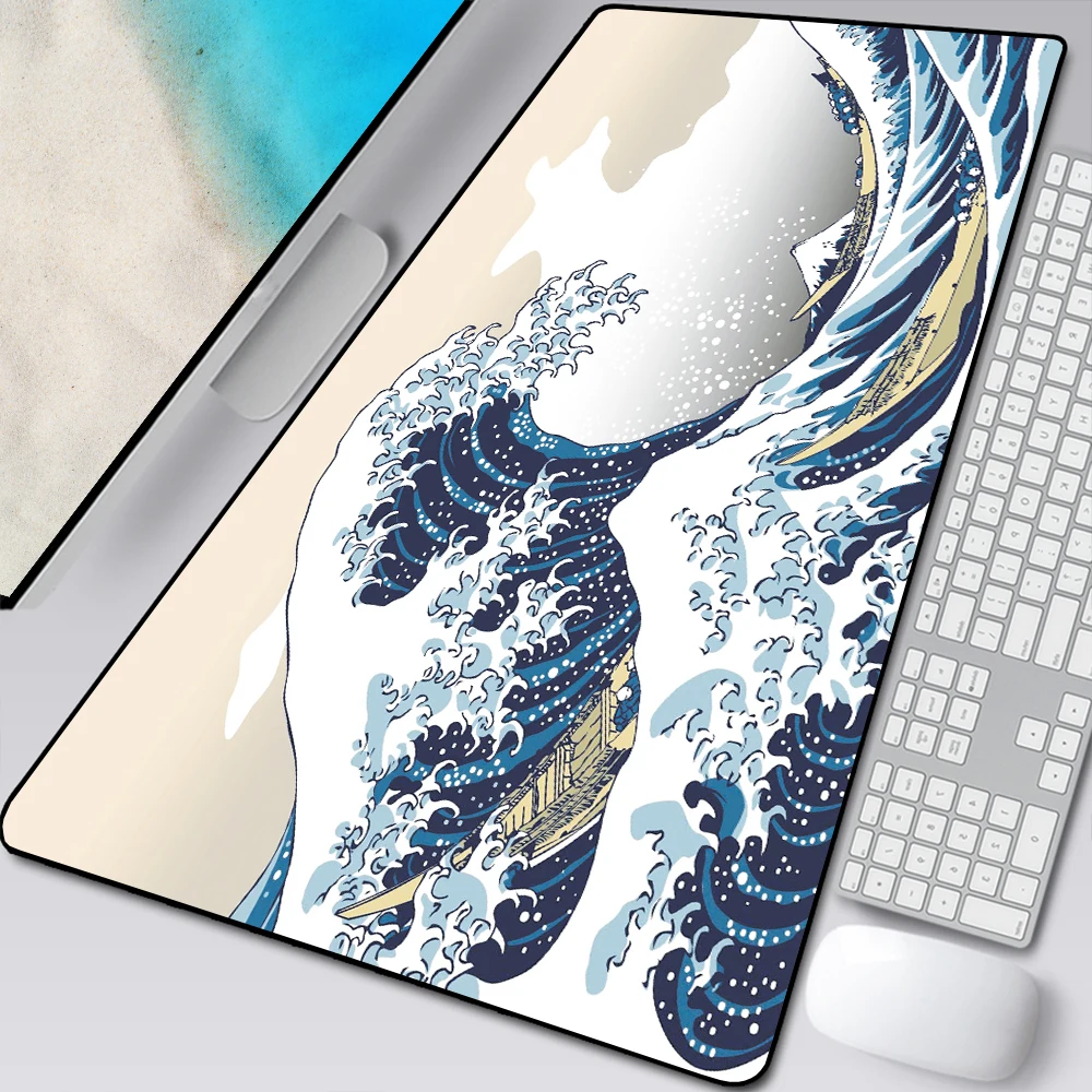 Great Wave Off Art Large Size Mouse Pad Anime Cute Natural Rubber PC Computer Gaming Mousepad Desk Mat Locking Edge for CSGO LOL