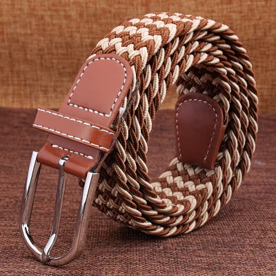 

Hot Fashion Men Women Casual Knitted Pin Buckle Belt Woven Canvas Elastic Stretch Cintos Plain Webbing Belts for Women Strap