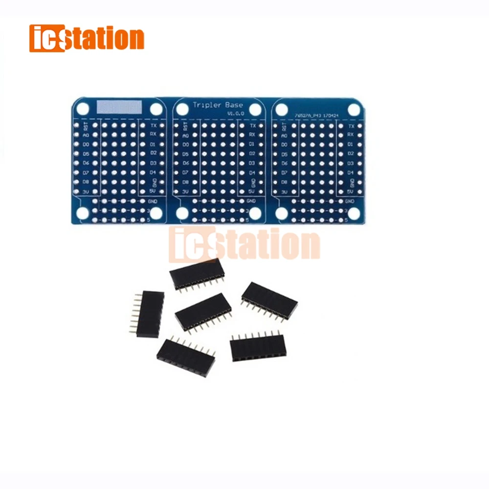 Triple Shield For WeMos D1 Mini Dua Sided Perf Board For Arduino Compatible ProtoBoard Shield Triple