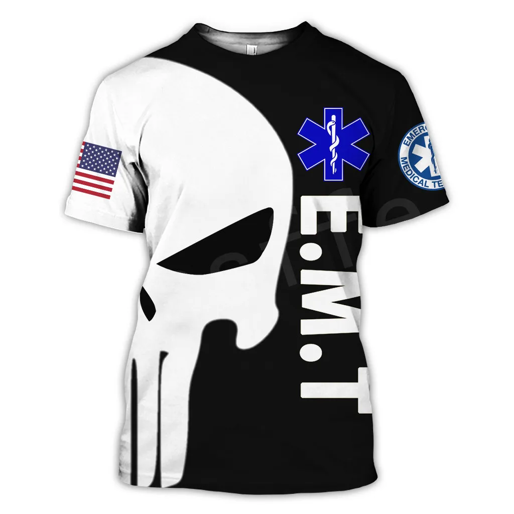 Tessffel Emergency Medical Service Technician EMT EMS Paramedic Hero New Fashion Unisex Casual 3DPrint Short Sleeve T-Shirts s-6