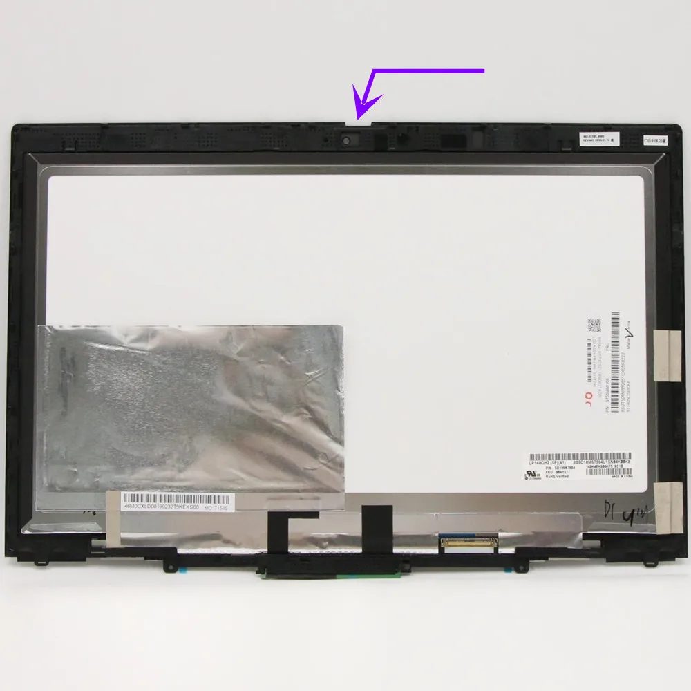 Imagem -02 - Polegada Lp140qh2 Spa2 Lcd Assembléia Tela de Toque para Lenovo Thinkpad x1 Yoga 3rd Gen 01yt246 01yt247 01ay926 01ay927 14