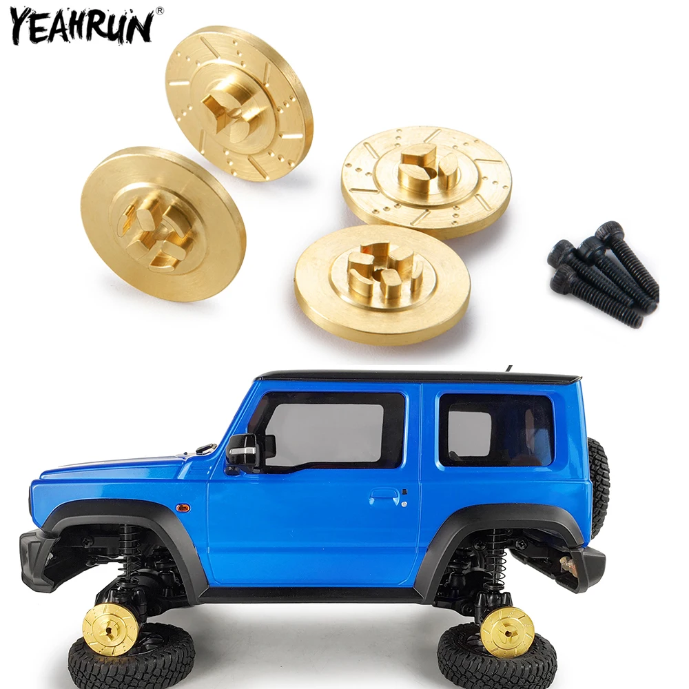 YEAHRUN 4Pcs Brass Internal Counterweight Balance Weight Wheel Hubs Adapters For Kyosho Mini-Z 4x4 1/18 Jimny RC Crawler Car