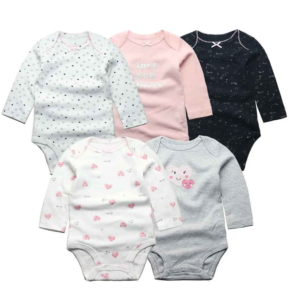 3/4/5PCS Baby Boys Girls Bodysuits Long Sleeve Stripe 100% Cotton Baby Clothes 0-24 Month Newborn Body Bebe Jumpsuit Clothing