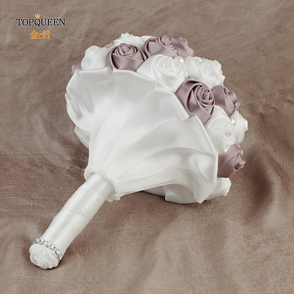 TOPQUEEN F4-AVT Bride Flower Bouquet Bridal Artificial Flower Bouquet Bridesmaid Bouquet Pearl Ribbon Valentine\'s Day Bouquets