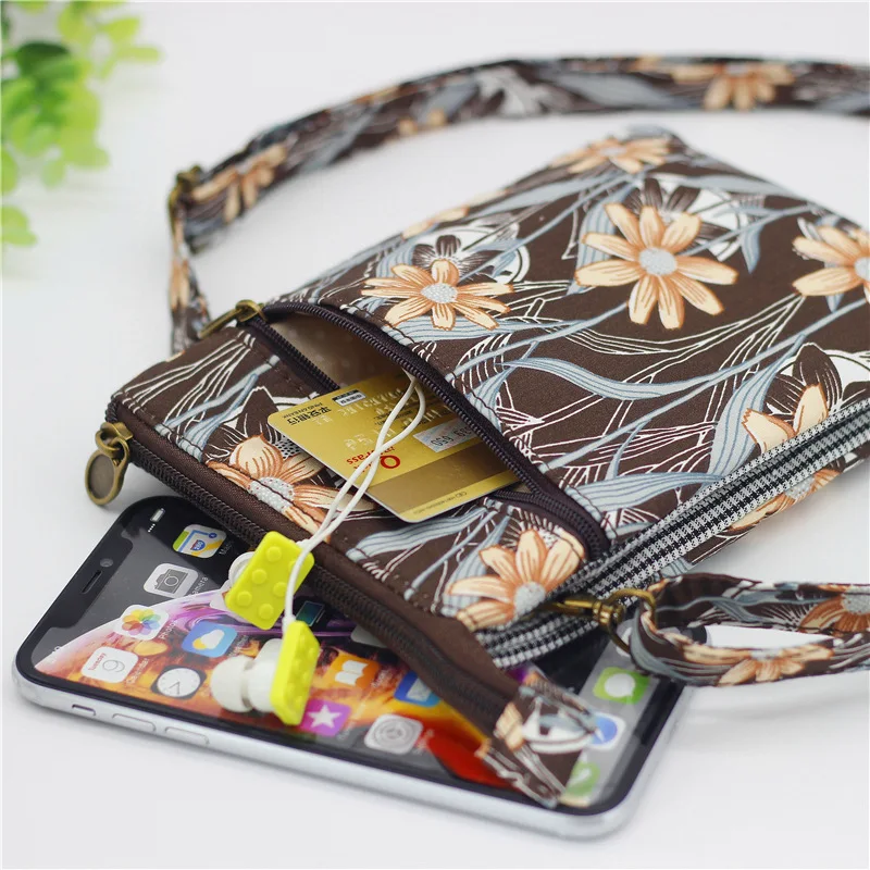 Women Handbag Cotton Floral Pattern Printing Crossbody Shoulder Bag Female Small Phone Purse Ladies Money Pouch 2022 For Girls